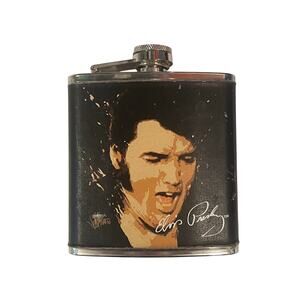 Elvis Presley 6oz Stainless Steel Hip Flask Vintage Portrait Black Silver